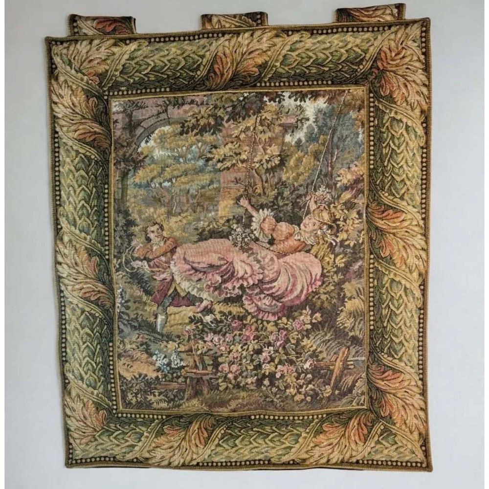 Sea Gull Fine Tapestry Wall Hanging Fragonard The Swing Rococo Woven Vintage